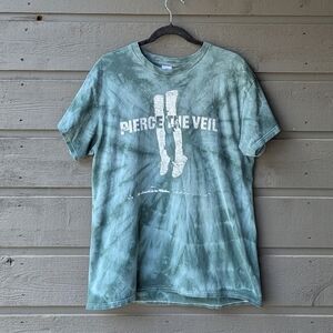 Pierce The Veil Graphic Tee Roll My Eyes and Breathe Green Tie Dye Size Large
